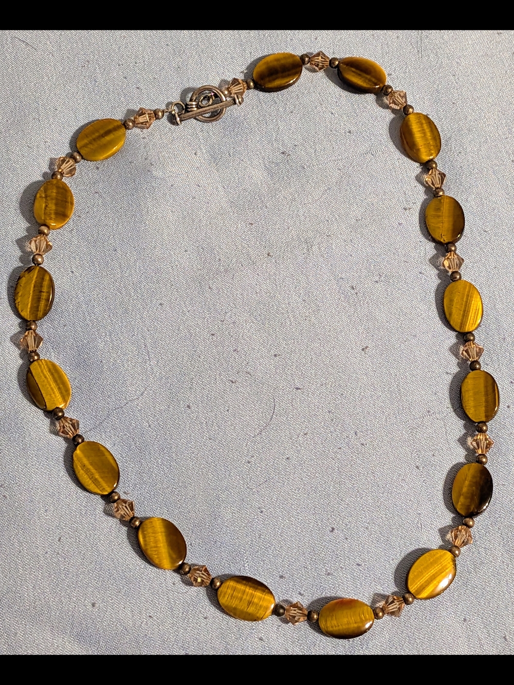 Tiger's Eye Gemstone Beaded Necklace Genuine Natural, Small Choker Size 17"